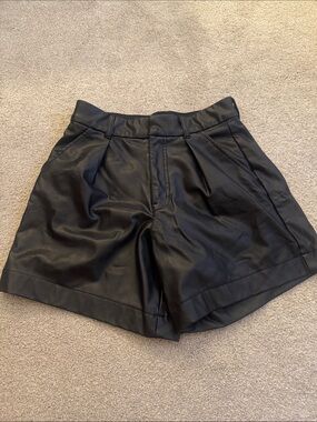 Abercrombie & Fitch Black High-Waist Faux Leather Shorts